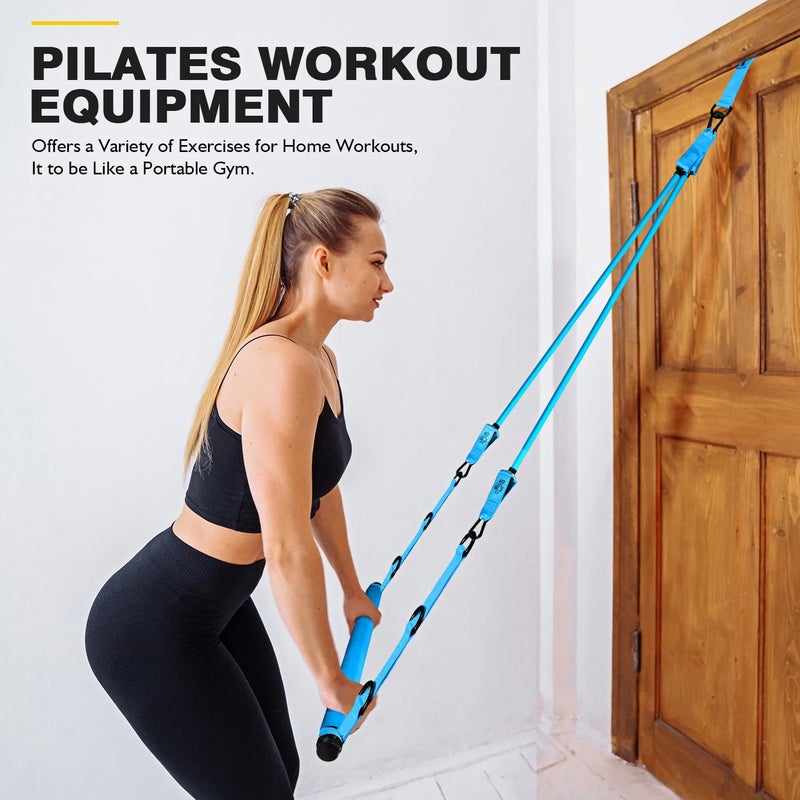Ayombo Pilates Bar Kit with Resistance Bands, Pilates Workout Equipment for Legs, Hip, Waist, Arm, Squats Exercise Equipment for Home Workouts, Adjustable 3-Section Pilates Bar Kit for Women & Men - Image 3